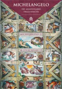 Estampilla conmemorativa de Miguel Ángel del Vaticano