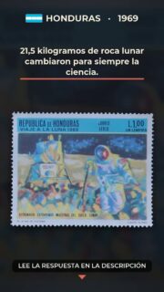 21,5 kilogramos de roca lunar cambiaron para siempre la ciencia.

21,5 kilogramos de material lunar fueron recogidos durante la misión Apolo 11, una muestra pequeña en volumen, pero enorme en valor científico. Esas rocas permitieron estudiar la composición, la edad y la historia geológica de nuestro satélite natural.

La serie hondureña «Viaje a la Luna 1969» se inscribe en el entusiasmo cultural despertado por la llegada de seres humanos a la superficie lunar. El astronauta que extrae muestras representa una nueva forma de exploración: observar directamente otro mundo y convertirlo en conocimiento.

Más que una escena tecnológica, la emisión conserva la memoria de una hazaña compartida por millones de espectadores. Su legado permanece en cada investigación que sigue reconstruyendo el origen de la Luna y en la huella duradera de aquel primer paso fuera de la Tierra.

#Filatelia #Honduras #ViajeALaLuna #Apollo11 #ExploracionEspacial #HistoriaDelEspacio #LunarSamples #SellosPostales