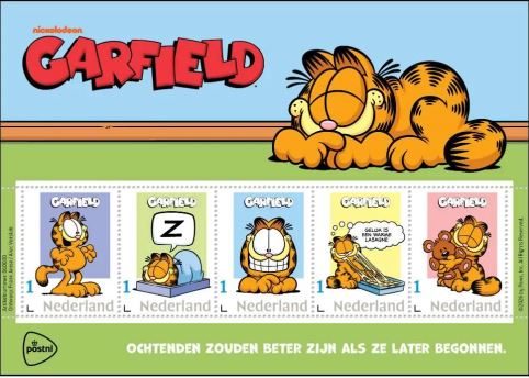 garfield pliego de estampillas de países bajos