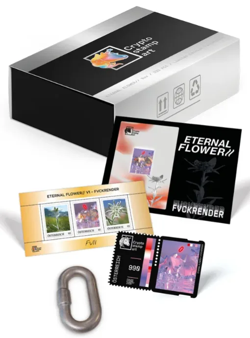 Paquete Eternal Flower de FVCKRENDER con sellos y tarjeta