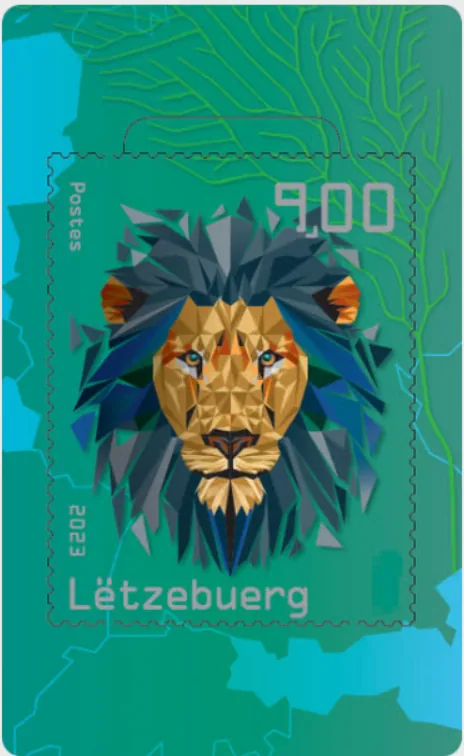 Criptosello del león emitido por Luxemburgo