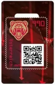 Criptosello del oso en color rojo con código QR