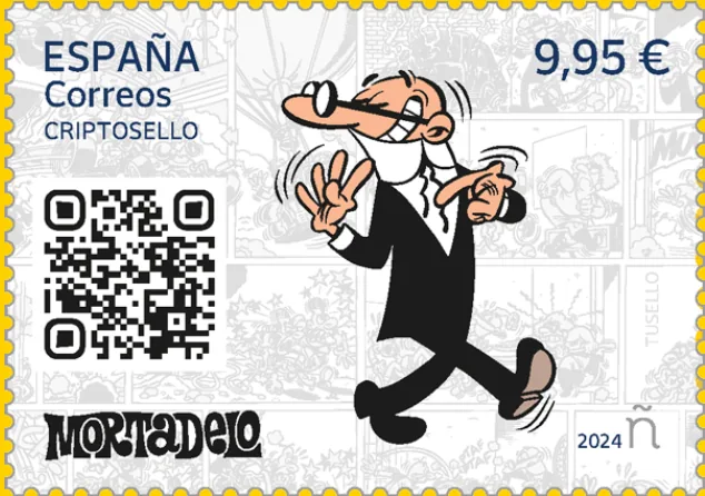 Criptosello de Mortadelo de Correos de España, valor 9,95 €